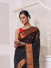 Black Cotton Saree With Ethnic Motifs-MA66BCT431080056
